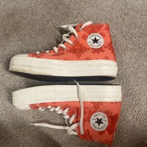 Converse CTAS lift hi platform high top mantra orange canvas shoe